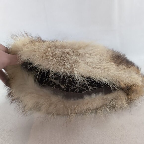 Vintage Vittorio Creation Genuine Fur Hat Men's Women's Winter Canada Tan Beige - Picture 6 of 7